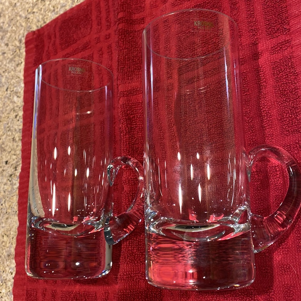 NWT 2 Krosno Poland Crystal Handled Glasses - Picture 3 of 17